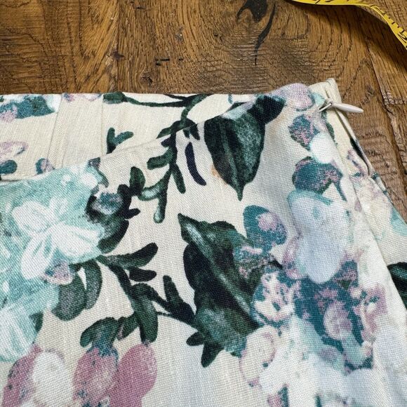 J Jill Linen Stretch High Rise Tapered Straight Floral Pants Womens Medium - Picture 5 of 8